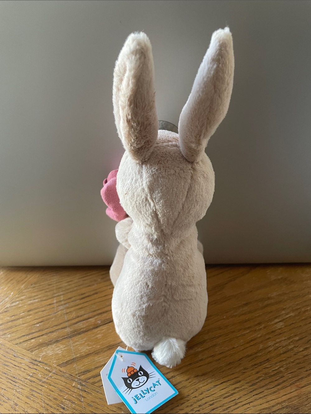 Jellycat Bonnie Bunny with Peony Retired Rare Beige Plush Rabbit NEW with Tags - Picture 3 of 8